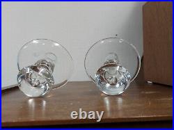 Steuben Crystal Tear Drop Candlesticks Pair (2) 5 Tall Signed Vintage 1950s GUC