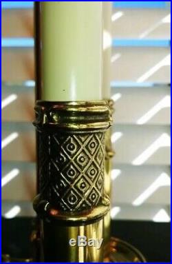 Stiffel-Vintage-Solid Brass-Bouillotte Decor-3 way Candlestick Desk/Table Lamp