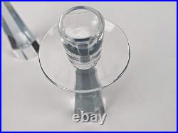 Strombergshyttan Candlestick Holder Pair Signed Stromberg P50 Octagon Glass