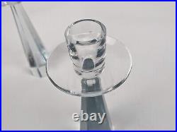 Strombergshyttan Candlestick Holder Pair Signed Stromberg P50 Octagon Glass