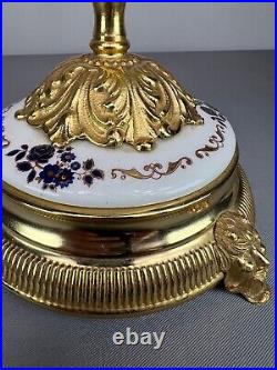 Stunning Five Arm Italian Porcelain Vintage Brass Candelabra (lot 5148)