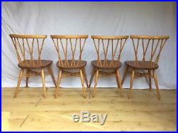 Stunning Set Of Four 4 Vintage retro Ercol Original Candlestick Dining Chairs