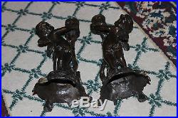 Stunning Vintage Bronze Metal Cherub Angel Candlestick Holders-Pair-Intricate