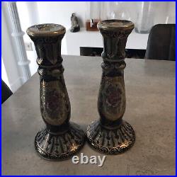 Stunning Vintage Oriental Hand Painted 10 Pair Of Candle Stick Holders