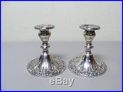 Stunning Vintage Pair Gorham Sterling Silver Chantilly Duchess Candlesticks