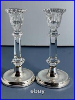 Stunning Vintage Pair Solid Silver Cut Glass Candlesticks / Holders Birm 1991