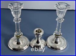 Stunning Vintage Pair Solid Silver Cut Glass Candlesticks / Holders Birm 1991