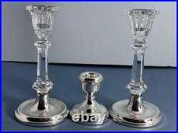 Stunning Vintage Pair Solid Silver Cut Glass Candlesticks / Holders Birm 1991