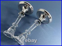 Stunning Vintage Pair Solid Silver Cut Glass Candlesticks / Holders Birm 1991