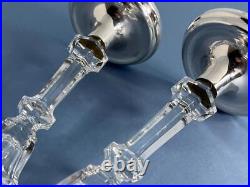 Stunning Vintage Pair Solid Silver Cut Glass Candlesticks / Holders Birm 1991