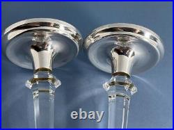 Stunning Vintage Pair Solid Silver Cut Glass Candlesticks / Holders Birm 1991