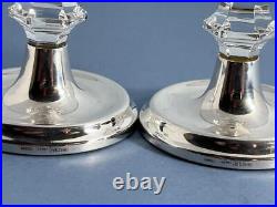 Stunning Vintage Pair Solid Silver Cut Glass Candlesticks / Holders Birm 1991