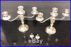 Stunning Vintage Sterling Silver 950 Matched Pair 3 Arm Candlesticks 649+ grams