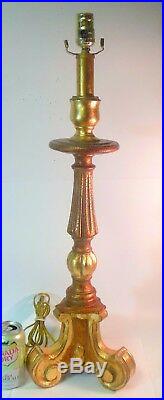 Superb Vintage BAROQUE Italian Style Renaissance CANDLESTICK LAMP Gilt Gold