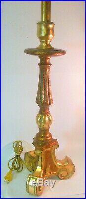 Superb Vintage BAROQUE Italian Style Renaissance CANDLESTICK LAMP Gilt Gold
