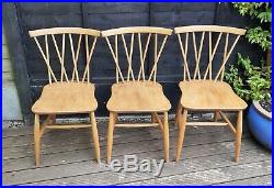 THREE VINTAGE 1960s ERCOL CANDLESTICK CHAIRS