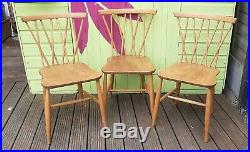 THREE VINTAGE 1960s ERCOL CANDLESTICK CHAIRS