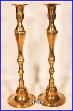 Tall Vintage Industrial Modern Brass Candlesticks
