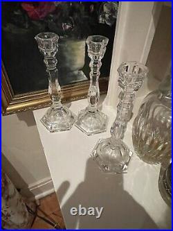 Trio of Tiffany Cut Crystal / Glass Candlesticks Vintage 1990s £50 each
