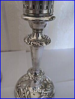 Two Stunning Vintage Almost Identical Silver Plated / White Metal Candlesticks