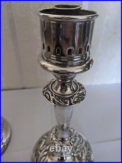 Two Stunning Vintage Almost Identical Silver Plated / White Metal Candlesticks