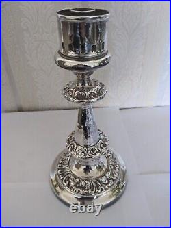 Two Stunning Vintage Almost Identical Silver Plated / White Metal Candlesticks