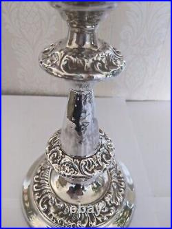 Two Stunning Vintage Almost Identical Silver Plated / White Metal Candlesticks