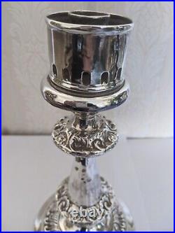 Two Stunning Vintage Almost Identical Silver Plated / White Metal Candlesticks