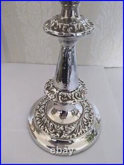 Two Stunning Vintage Almost Identical Silver Plated / White Metal Candlesticks