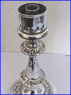 Two Stunning Vintage Almost Identical Silver Plated / White Metal Candlesticks