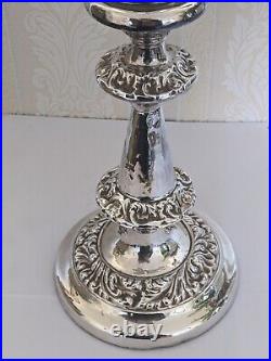 Two Stunning Vintage Almost Identical Silver Plated / White Metal Candlesticks