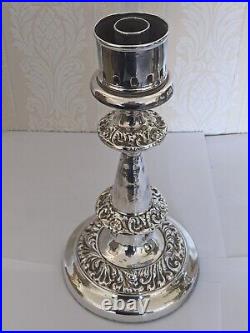 Two Stunning Vintage Almost Identical Silver Plated / White Metal Candlesticks