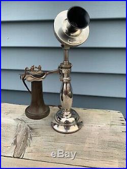 Unknown chrome Vintage Candlestick Potbelly Telephone withWestern Electric Transmi