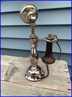 Unknown chrome Vintage Candlestick Potbelly Telephone withWestern Electric Transmi