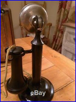 VINTAGE 1915 WESTERN ELECTRIC 329 CANDLESTICK PHONE With RINGER BOX