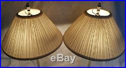 VINTAGE BALDWIN BRASS CANDLESTICKS TABLE BUFFET LAMPS 25 With SHADES