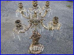 VINTAGE Estate Antique Brass 25H Candlesticks RARE DESIGN GOLD COLOR