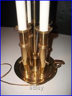 VINTAGE FRENCH HEAVY BRASS w- TOLEWARE SHADE 4 CANDLESTICK BOUILLOTTE LAMP