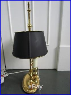 VINTAGE Made in CANADA Brass Bouillotte Candlestick Table Lamp Tole Shade