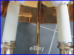 VINTAGE Made in CANADA Brass Bouillotte Candlestick Table Lamp Tole Shade