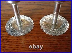 VINTAGE NAVAJO STAMPED STERLING SILVER & TURQUOISE CANDLESTICK HOLDERS signed