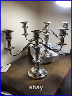 VINTAGE PAIR SILVER PLATE ON COPPER CANDLESTICKS 27cm Hight, 36.5cm