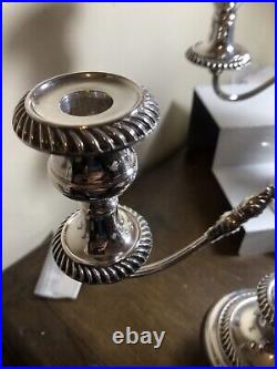 VINTAGE PAIR SILVER PLATE ON COPPER CANDLESTICKS 27cm Hight, 36.5cm