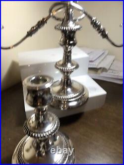 VINTAGE PAIR SILVER PLATE ON COPPER CANDLESTICKS 27cm Hight, 36.5cm