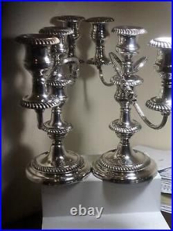 VINTAGE PAIR SILVER PLATE ON COPPER CANDLESTICKS 27cm Hight, 36.5cm