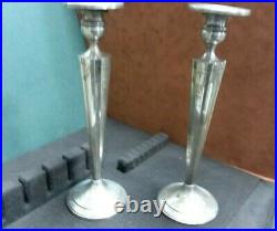 VINTAGE STERLING SILVER WEIGHTED & Reinforced CANDLESTICKS 10 Tall 1.75 lbs