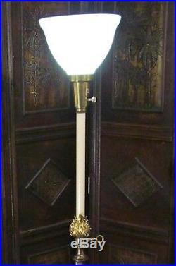 VINTAGE STIFFEL BRASS & CANDLE STICK TOP with TOECHIERE DESIGN FLOOR LAMP