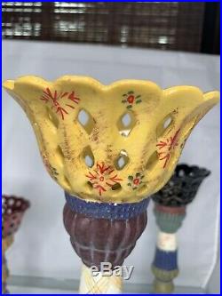 VIntage Tracy Porter Hand Painted Candle Sticks Set of 3 17.5 14.5 and 10