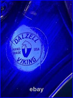 VTG 4 Dalzell Viking Cobalt Blue Glass KOI FISH DOLPHIN Candle Sticks Holders