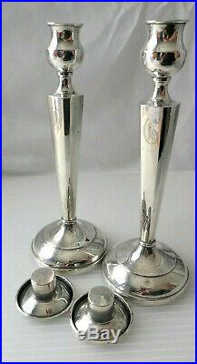 VTG-Antique Pair of Weighted, Monogramed&Hallmarked STERLING Silver Candlesticks